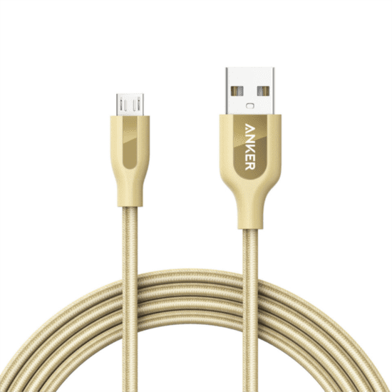 Anker kabel PowerLine+ microUSB, 1,8 m, zlat