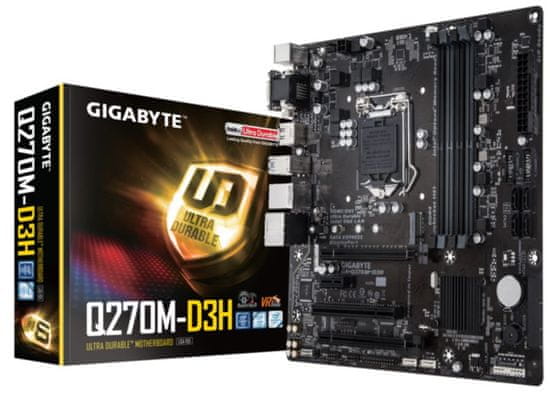 Gigabyte matična plošča GA-Q270M-D3H, DDR4, SATA3, USB3.1Gen1, DP, LGA1151 mATX