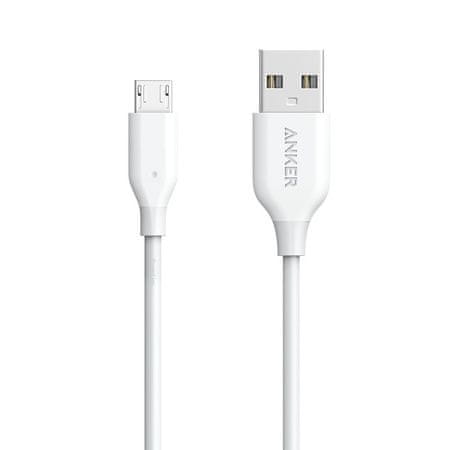 Anker PowerLine kabel USB-A v Micro-B USB, 0,9 m, ojačan s kevlarjem, bel