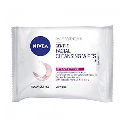 Nivea Cleansing Wipes for Dry and Sensitive Skin čistilni robčki, 25 kosov