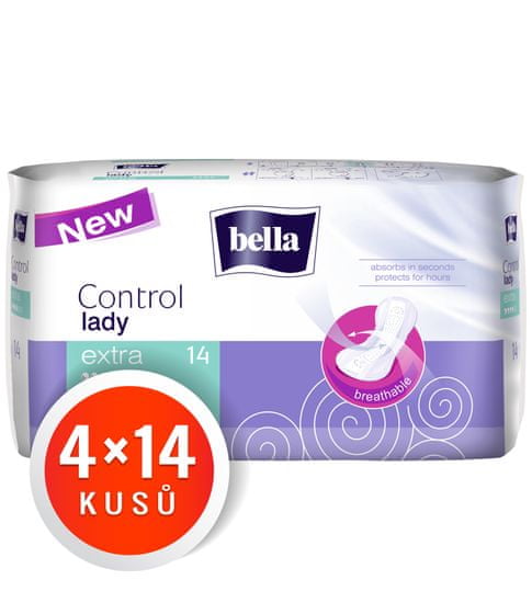 Bella higienski vložki Control Lady Extra, 4 x 14 kosov - odprta embalaža
