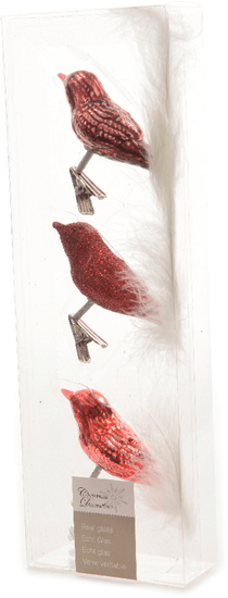 Kaemingk Dekorativni okraski ptice, rdeča 3 kosi