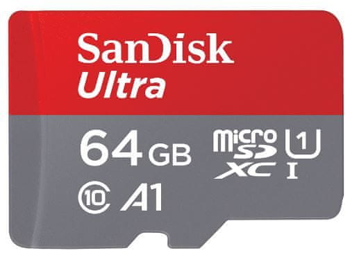 SanDisk spominska kartica Ultra MicroSDXC 64GB 100MB/s UHS-I A1 + adapter - odprta embalaža