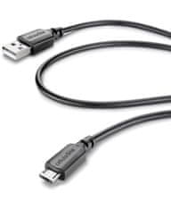 CellularLine kabel USB v MicroUSB, 1 m, črn