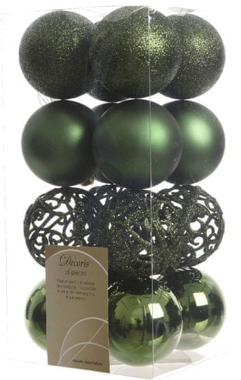 Kaemingk božični okraski različne vrste 16 kosov temno zelena