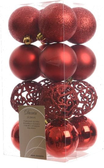 Kaemingk božični okraski različne vrste 16 kosov rdeča