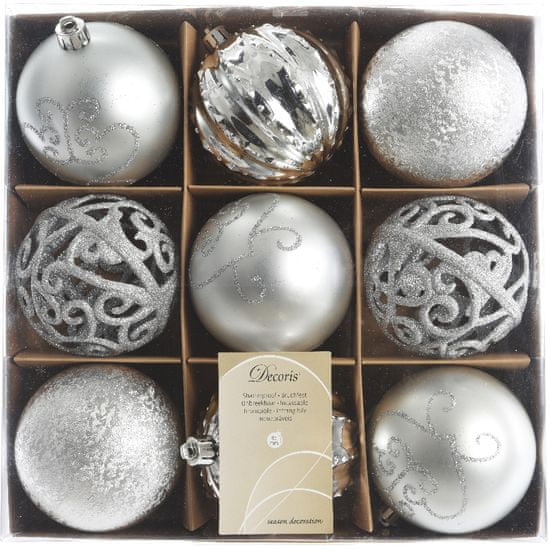 Kaemingk božični okraski v škatli 9 kosov srebrna