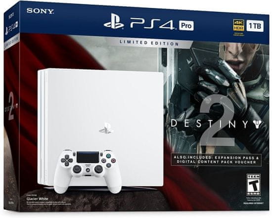 Sony PlayStation 4 Pro - 1TB, bel + Destiny 2
