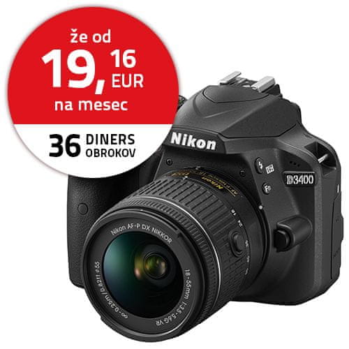 Nikon digitalni DSLR fotoaparat D3400 + AF-P 18-55VR + AF-P70-300