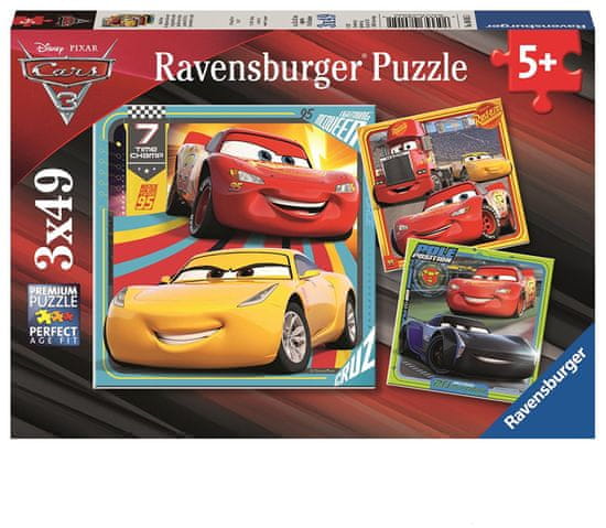 Ravensburger sestavljanka Disney Cars 3, 3 x 49 dellov (8015)