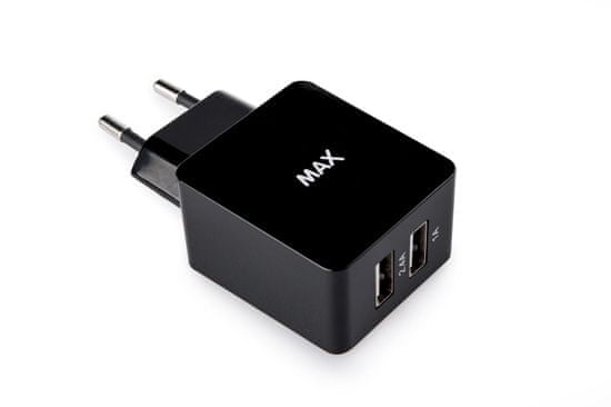 MAX polnilec z USB vhodom, črn (MWC1200B)