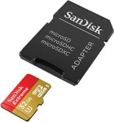 SanDisk Extreme Pro Micro SDHC spominska kartica, 32 GB, 100MB/s, UHS-I, V30 + SD adapter