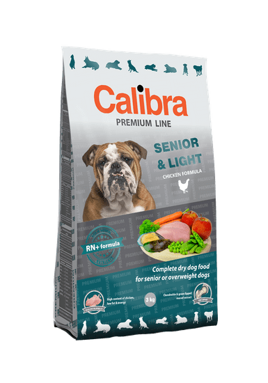 Calibra Premium Line Senior in Light hrana za starejše ali prekomerne težke odrasle pse, 3 kg