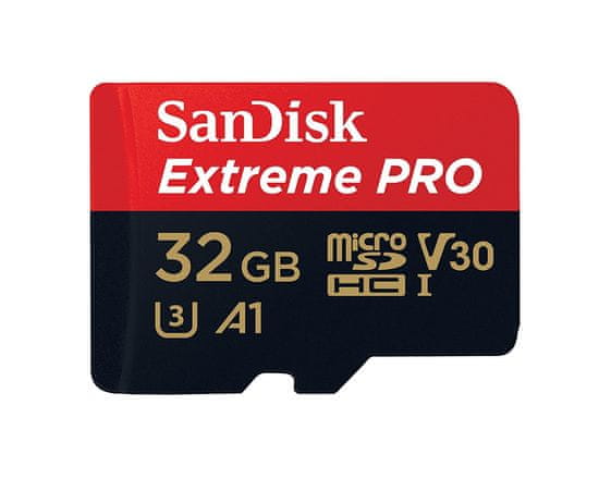 SanDisk spominska kartica microSDHC 32 GB UHS-I V30 A1 Extreme Pro 100MB/s + adapter (SDSQXCG-032G-GN6MA)