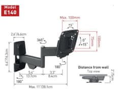 Barkan gibljiv stenski nosilec z dvojno roko E140, za ravne in ukrivljene ekrane do 74 cm (29")