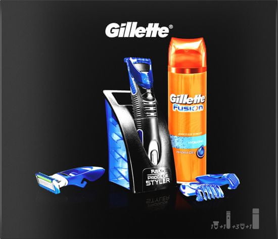 Gillette Fusion ProGlide Styler + Fusion Hydra gel + 3 nastavki