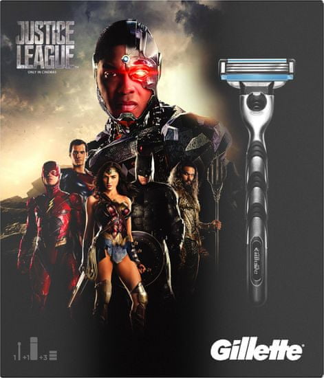 Gillette Mach3 britvica + 2 glavi + gel Mach3 Extra Comfort 75 ml, omejena izdaja Justice League