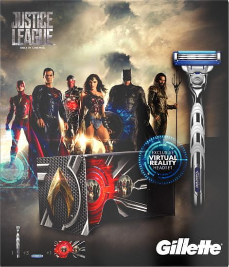 Gillette Mach3 Turbo britvica + 2 nadomestni glavi + set za virtualno realnost Justice League