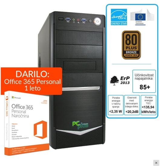 PCplus namizni računalnik I-Net A8-9600/4GB/1TB/Windows 10 + darilo: 1 leto Office 365 Personal