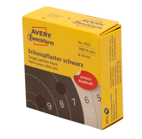 Avery Zweckform okrogle markirne etikete, Ø 19 mm, 1000 etiket/zavitek, črne