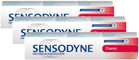 Sensodyne Classic zobna pasta brez fluorida, 3 x 75 ml