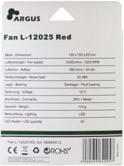 ventilator Argus L-12025-RD LED, 120 mm, rdeč