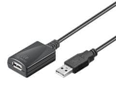 Goobay USB 2.0 podaljšek z ojačevalnikom A->A, 5 m, črn