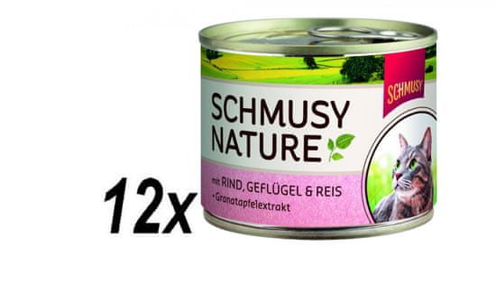 Schmusy hrana za mačke Nature, govedina in perutnina, 12 x 190 g
