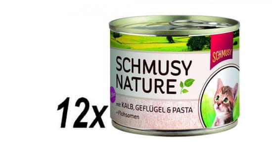 Schmusy hrana za mačke Nature, teletina in perutnina, 12 x 190 g