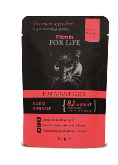 Fitmin hrana za mačke Cat pouch adult beef, okus govedine, 85 g