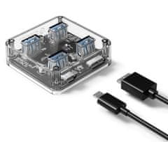 Orico USB vozlišče, 4 vhodi, USB 3.0, prozorno (MH4U)