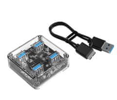 Orico USB vozlišče, 4 vhodi, USB 3.0, prozorno (MH4U)
