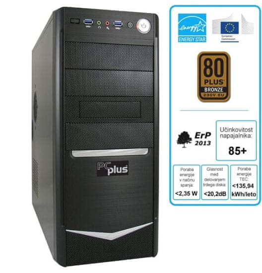 PCplus namizni računalnik E-Office i3-7100/4GB/240GBSSD/W10P