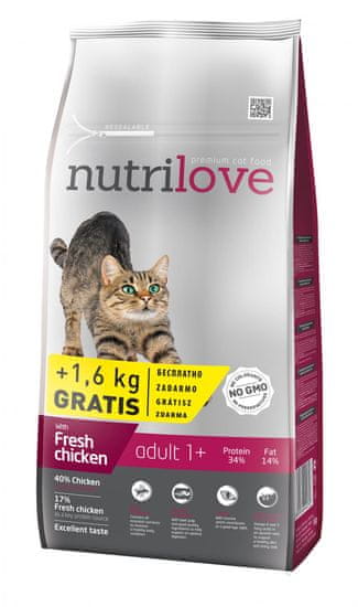 Nutrilove Cat Adult Fresh Chicken 8kg + 1,6kg gratis
