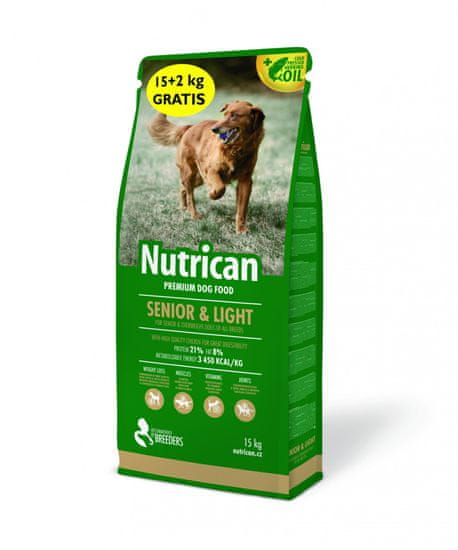 Nutrican hrana za pse Senior & Light 15 kg + 2 kg gratis