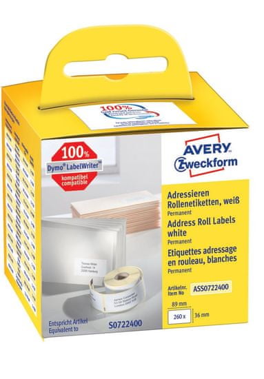 Avery Zweckform etikete na kolutu ASS0722400, za Dymo in Seiko termalne tiskalnike, 36 x 89 mm