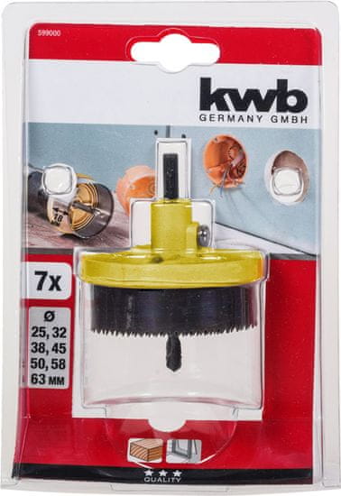 KWB nastavek za izrezovanje lukenj (599000), 7 rezil (Φ 25–63 mm)