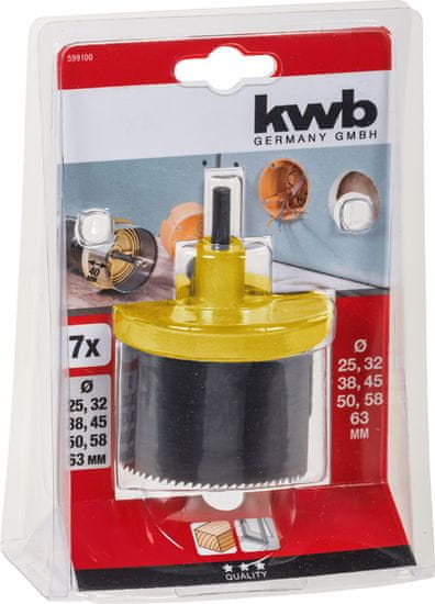 KWB nastavek za izrezovanje lukenj (599100), 7 rezil (Φ 25 – 63 mm)