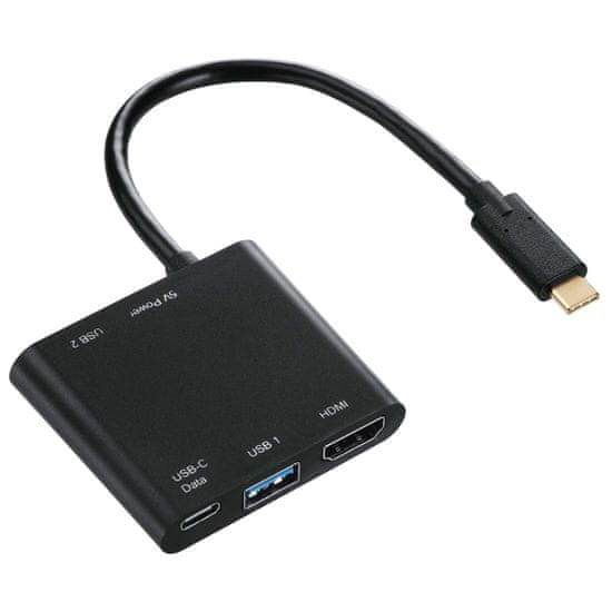 Hama adapter 3v1 (HDMI, 2x USB 3.1 in USB C), črn