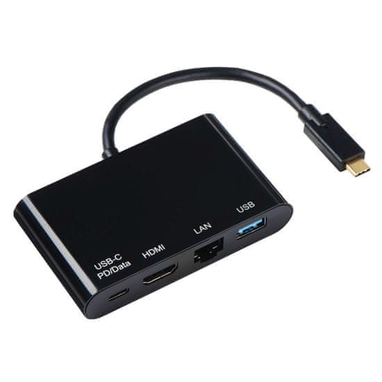 Hama adapter 3v1 (HDMI, USB 3.1, LAN in USB C), črn