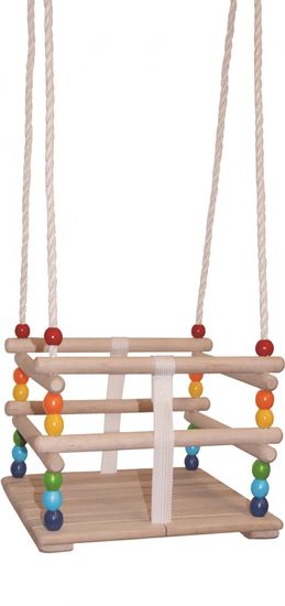 Woody otroška gugalnica Toddlers, lesena, z ograjo, do 30 kg (šk.10315)