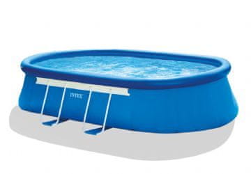 Intex ovalni bazen 549x305x107 cm, s filtrirno črpalko, lestev, podlaga, pokrivalo (26192NP)