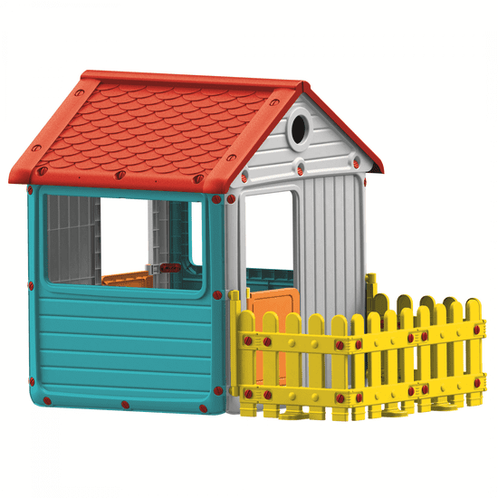 DOLU otroška vrtna hiša z ograjo, plastična, modra