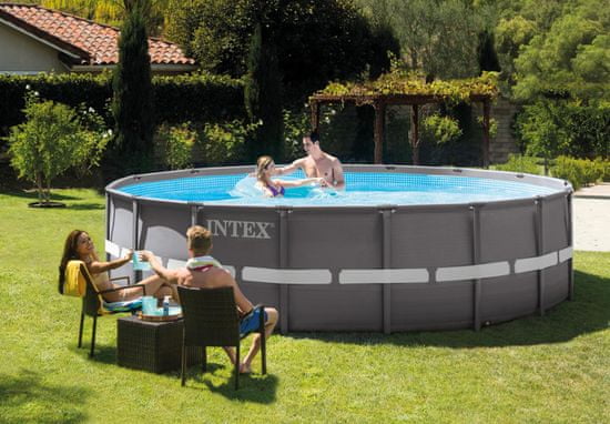 Intex bazen Ultra Frame, 488 x 122 cm, s filter črpalko, lestev, podlaga, pokrivalo (26322NP)