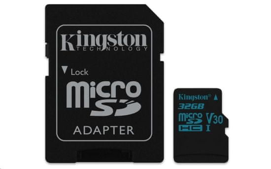 Kingston spominska kartica 32GB Canvas Go! micro SDHC UHS-I U3 + adapter