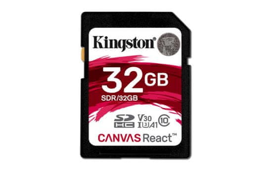 Kingston spominska kartica 32GB, Canvas React SDHC UHS-I V30