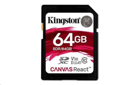 Kingston spominska kartica 64GB Canvas React SDXC UHS-I V30