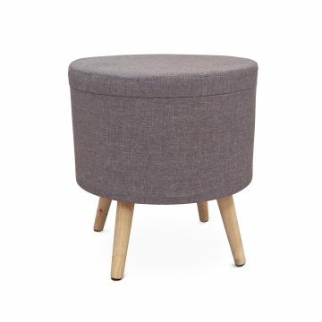 KONDELA Tabure s prostorom za shranjevanje Samir - siv/natur