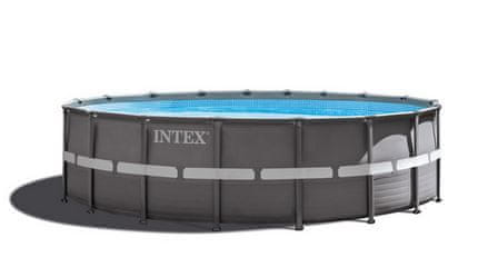 Intex bazen Ultra Frame, 549x132 cm, s peščeno črpalko, lestev, podloga, pokrivalo, set za odbojko (26336NP)