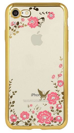 Silikonski ovitek z rožicami za iPhone 6, 6S, zlata